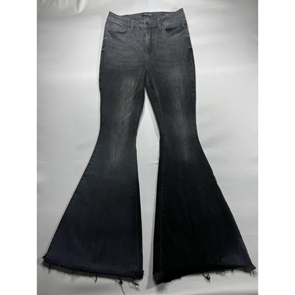 Judy Blue Denim - Judy Blue Women's Raw Hem Super Flare Gray Stretch Denim Jeans - 7/28 (28x33.5)